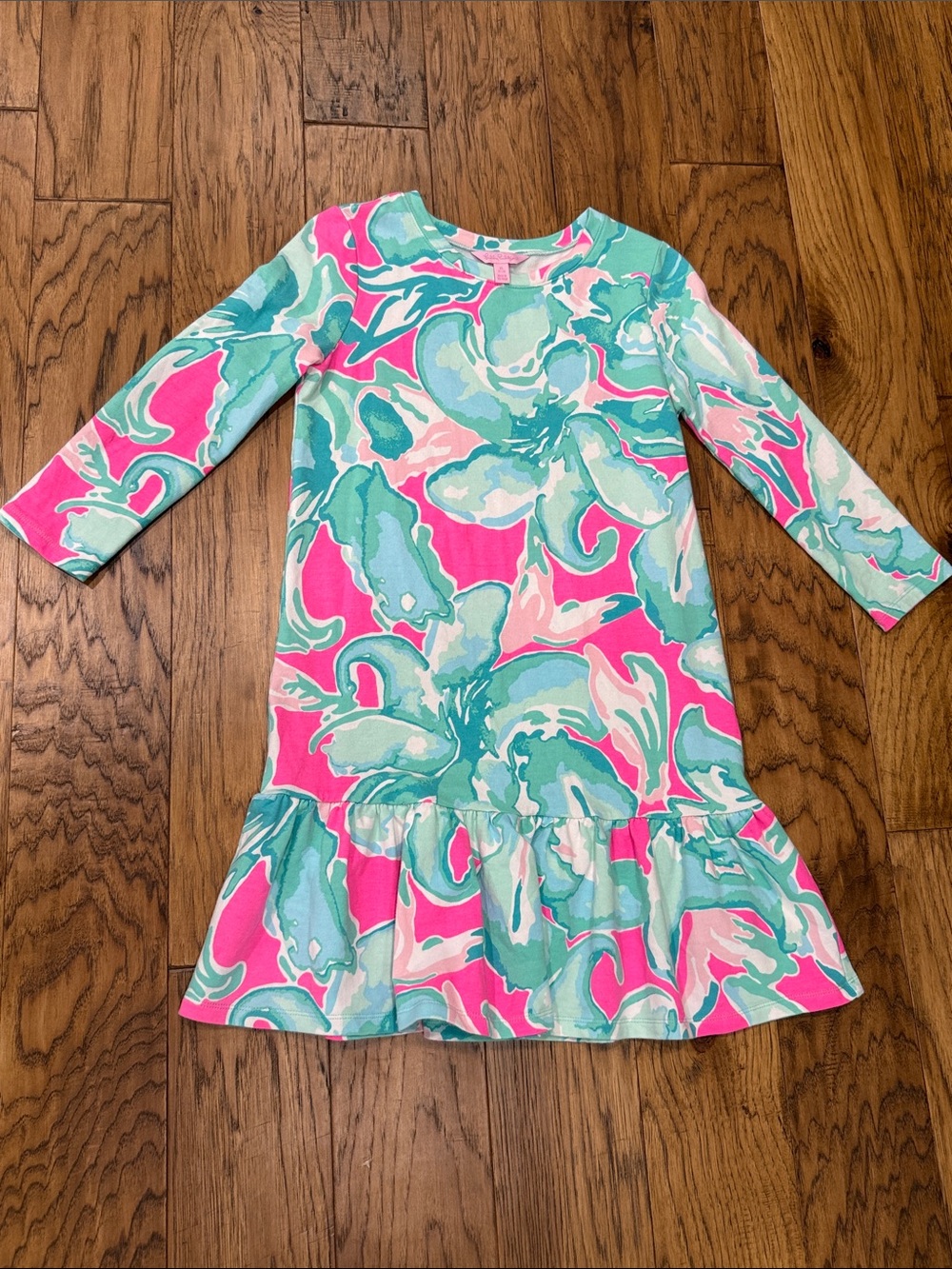 Lilly Pulitzer Girls Long Sleeve Tropical Print Dress size XL (12-14)